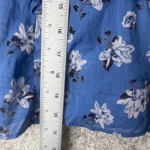 Free People Shirt Womens Small Blue Floral Long Sleeve Ruffle Wrap Boho Cotton - Picture 2 of 7